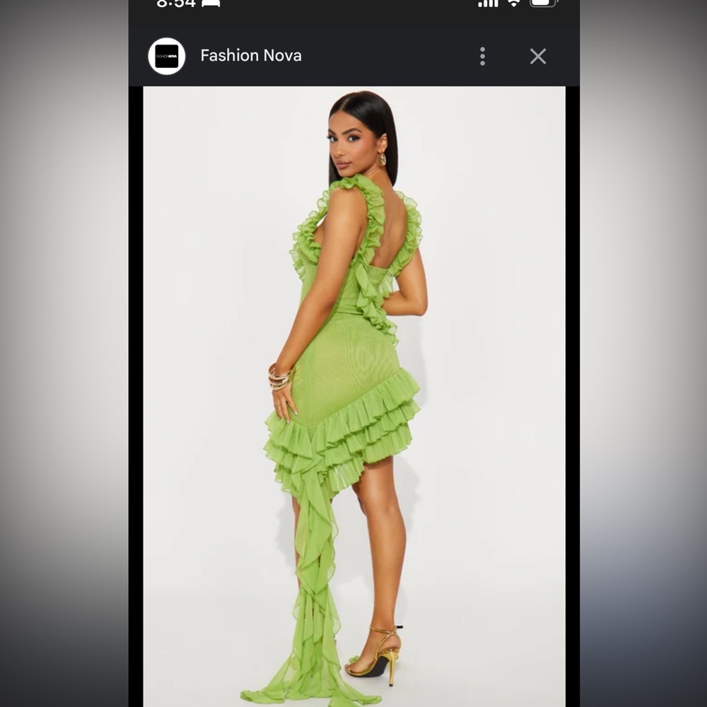 Fashion Nova Green Ruffle Mini Dress